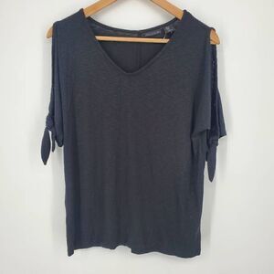 Tahari Women's Black‎ Flowy Split Sleeve Shirt Top Size Small